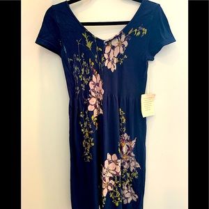 Beautiful short sleeve navy blue dress NWT